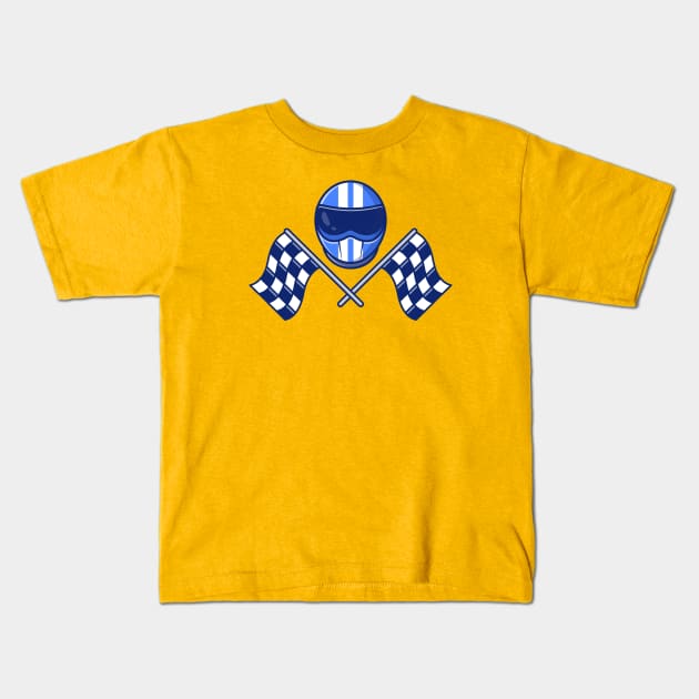 Helmet And Racing Flag Kids T-Shirt by Catalyst Labs